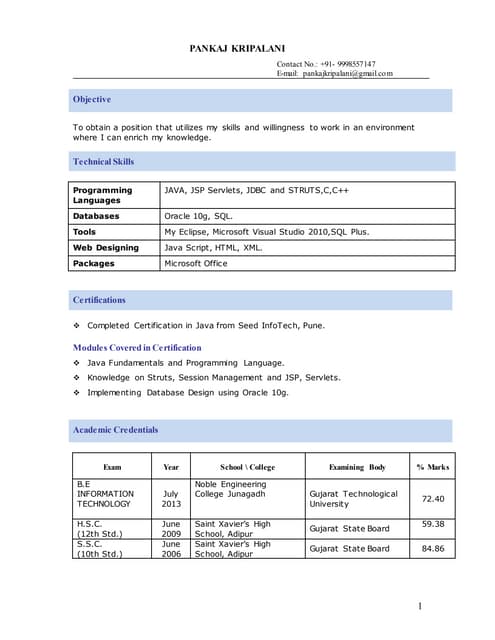 Resume Pankaj Kripalani
