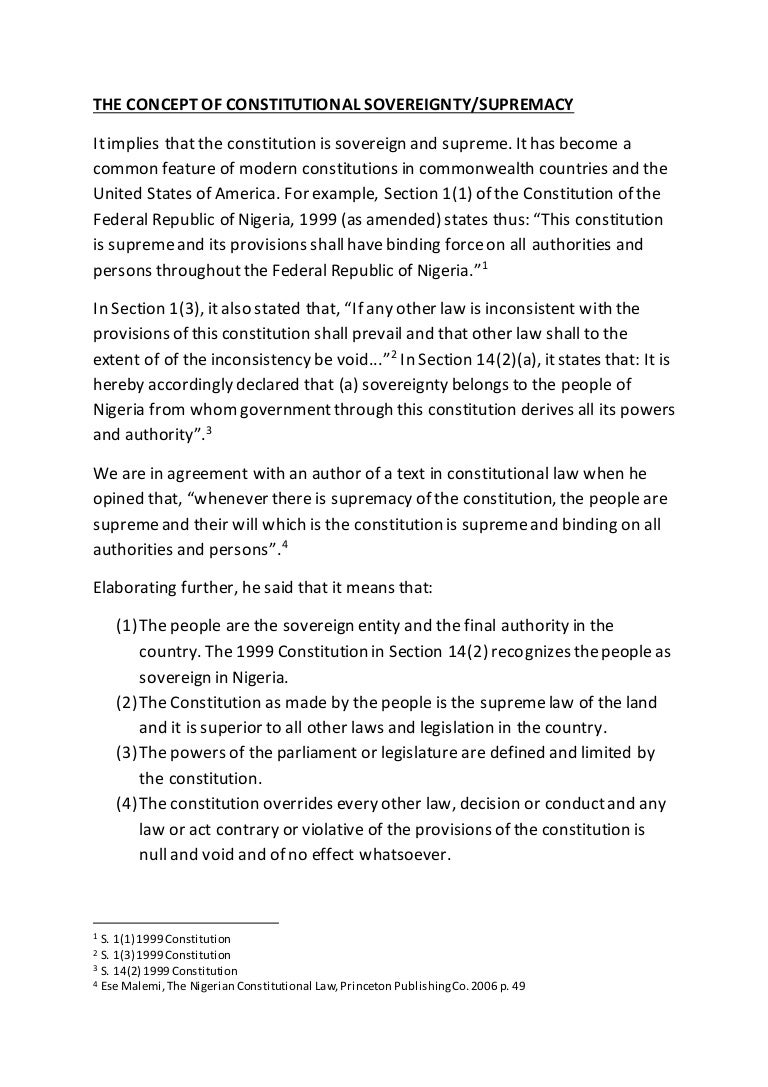 THE CONCEPT OF CONSTITUTIONAL SOVEREIGNTY