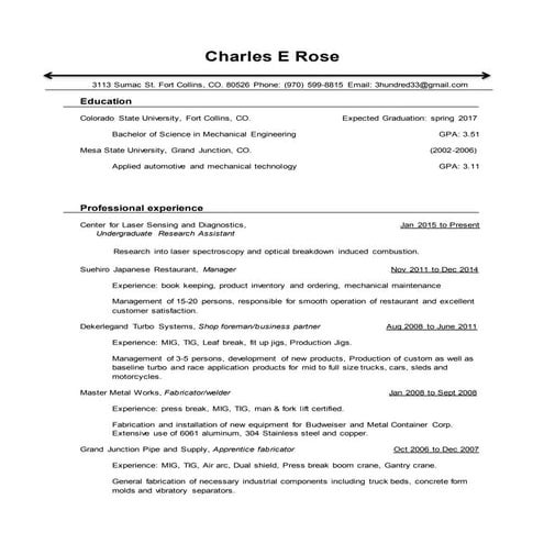 Charles E Rose Resume...updated 5-20-15 | DOCX