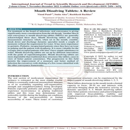 Mouth Dissolving Tablets A Review