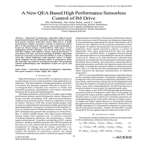 A New QEA Based High Performance Sensorless Control of IM Drive