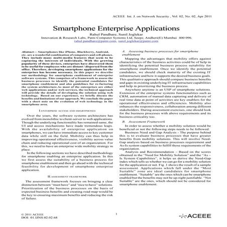 Smartphone Enterprise Applications