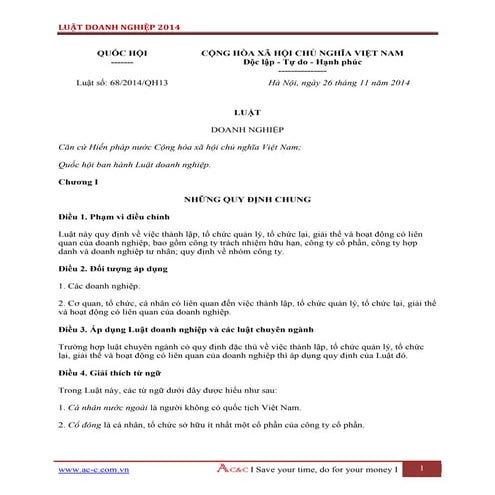 Luật Doanh Nghiệp 2014