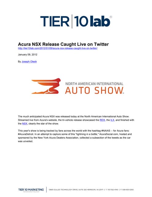 Acura NSX Release Caught Live on Tw...