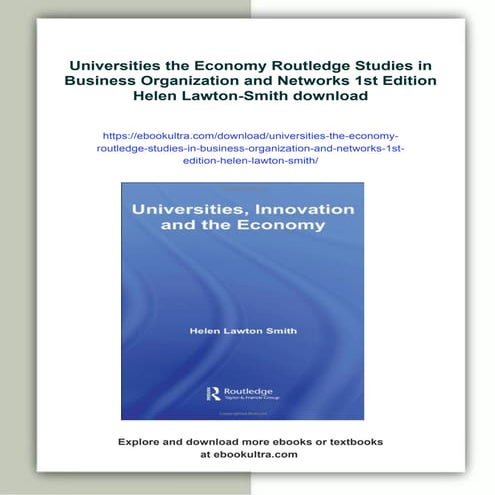 Universities the Economy Routledge Studies in Business Organization and Netwo...