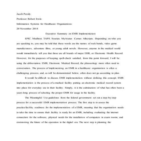 EMR Executive Summary