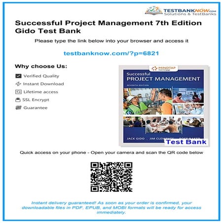 Successful Project Management 7th Edition Gido Test Bank | PDF