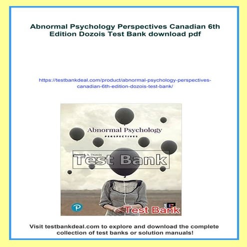 Abnormal Psychology Perspectives Canadian 6th Edition Dozois Test Bank ...