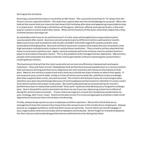 Driving to the End Zone