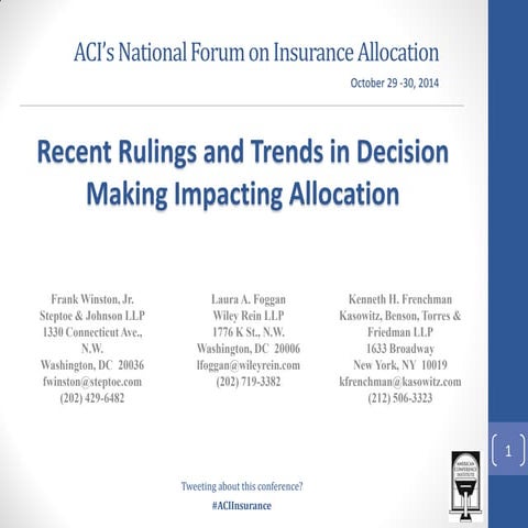 Recent Rulings and Trends in Decision Making Impacting Allocation