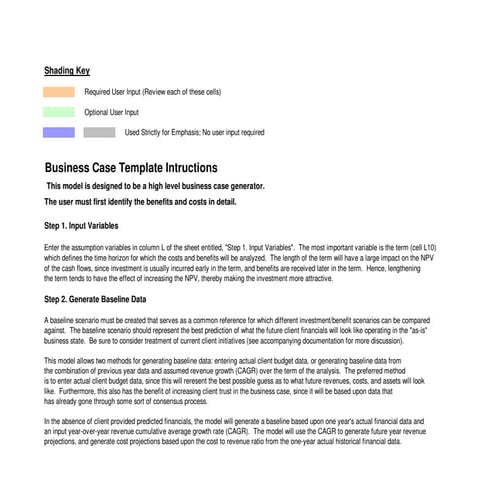 Business Case Template Excel