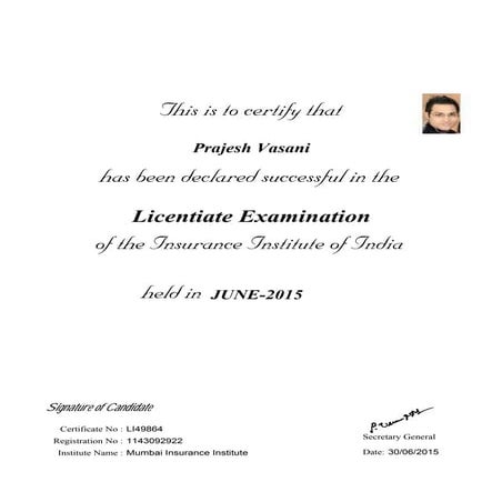 III Licentiate Certificate Prajesh Vasani | PDF