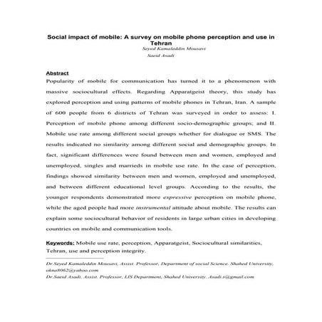 Mobile perception and use in Tehran