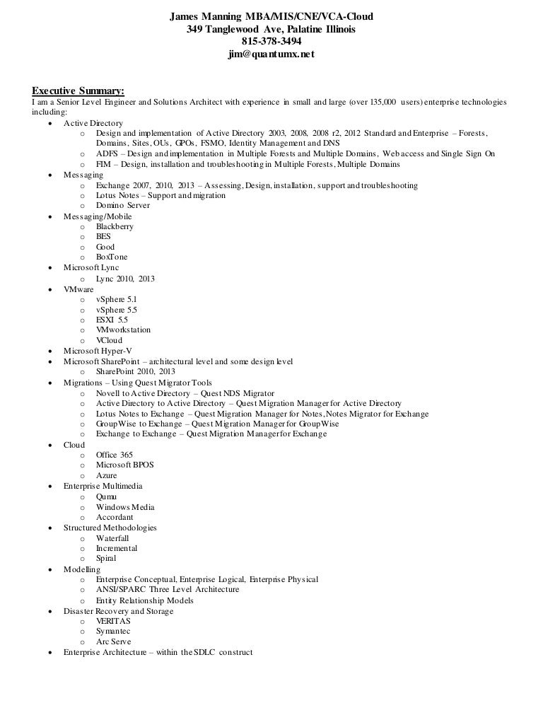 chief administrator resume