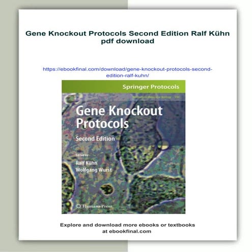 Gene Knockout Protocols Second Edition Ralf Kühn
