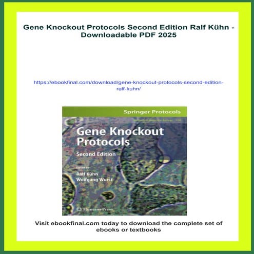 Gene Knockout Protocols Second Edition Ralf Kühn