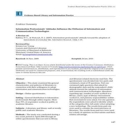 Information Professionals Attitudes Influence the Diffusion of Information and Communication Technologies
