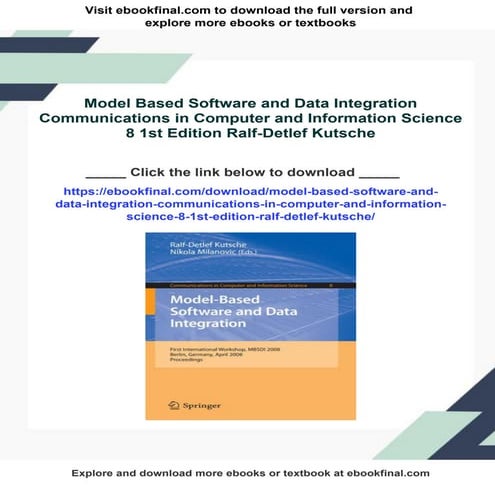 Model Based Software and Data Integration Communications in Computer and Info...