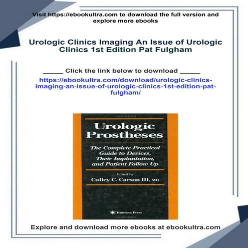 Urologic Clinics Imaging An Issue of Urologic Clinics 1st Edition Pat Fulgham