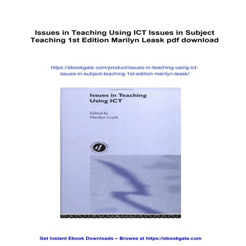 Issues in Teaching Using ICT Issues in Subject Teaching 1st Edition Marilyn L...