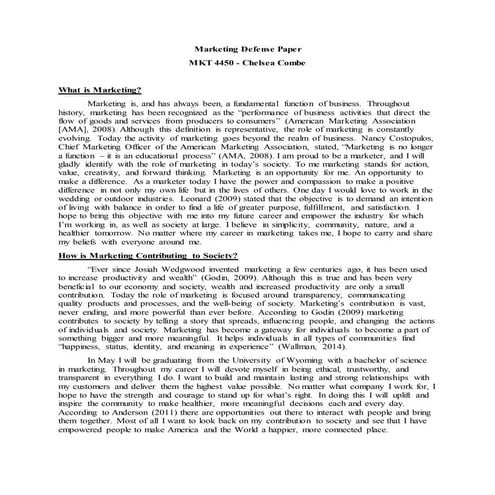 Marketing Defense Paper | DOCX