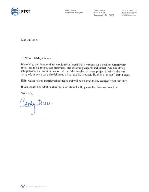 Letter of recommendation from Vicki DeWille | PDF