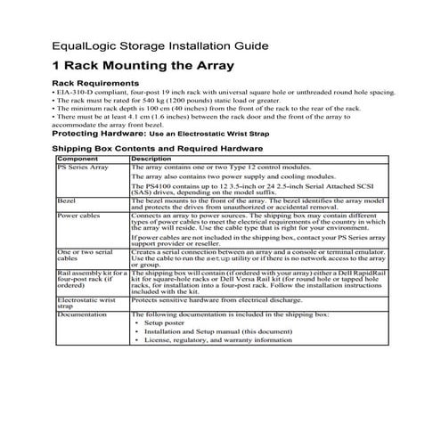 PS4100 EqualLogic Storage Installation Guide