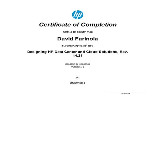 Designing HP Data Center and Cloud Solutions