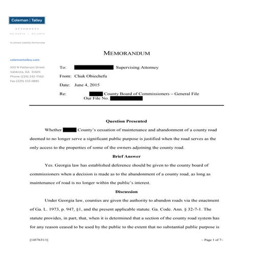 Echols County Road Abandonment Memorandum (REDACTED VERSION).docx