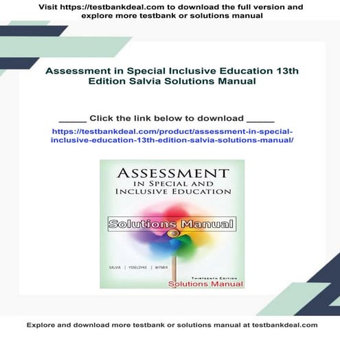 Assessment in Special Inclusive Education 13th Edition Salvia Solutions Manual