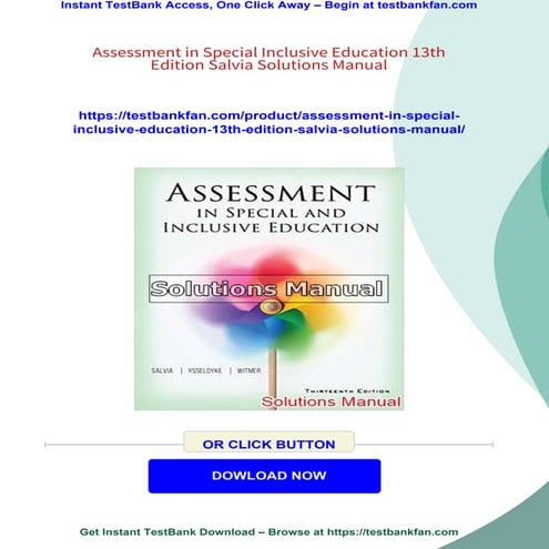 Assessment in Special Inclusive Education 13th Edition Salvia Solutions Manual