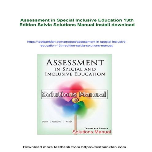 Assessment in Special Inclusive Education 13th Edition Salvia Solutions Manual