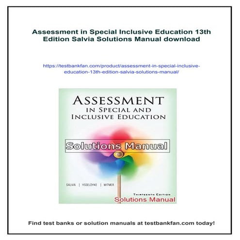 Assessment in Special Inclusive Education 13th Edition Salvia Solutions Manual
