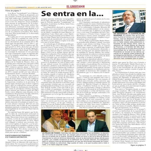 Nota de diario El Libertador