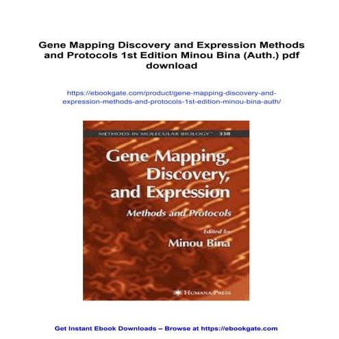 Gene Mapping Discovery and Expression Methods and Protocols 1st Edition Minou...