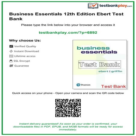 Business Essentials 12th Edition Ebert Test Bank | PDF