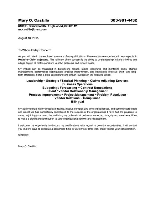 Cover Letter