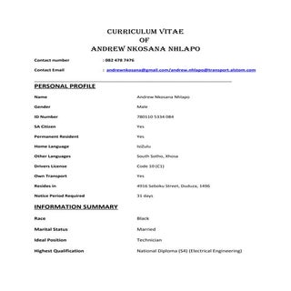 Andrew Nkosana Nhlapo CV..UPdateddoc