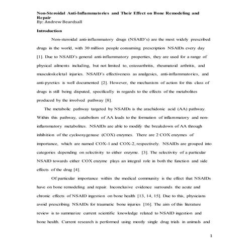 NSAID and Their Effect on Bone Remodeling and Repair
