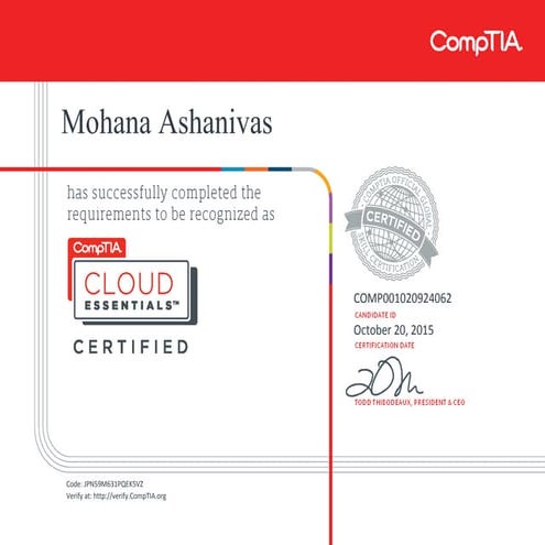 CompTIA Cloud Essentials certificate (1) | PDF