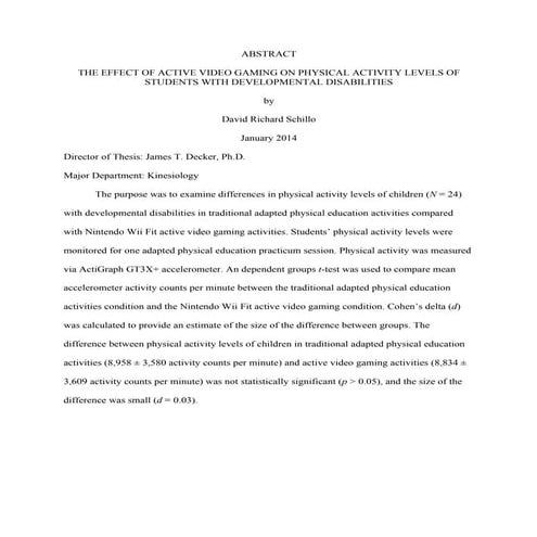 Schillo, David - Thesis - The Effect of Active Video Gaming on Physical ...