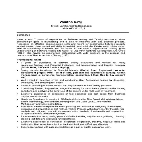 Vanitha_Resume | DOC