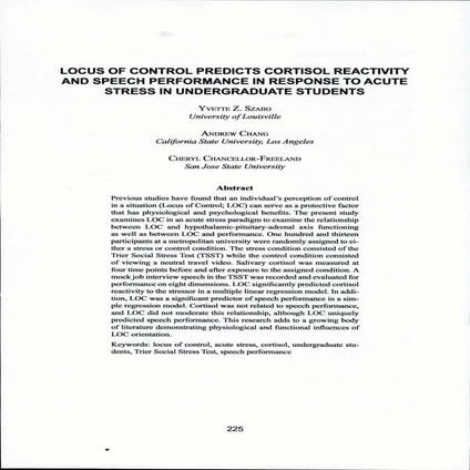 JOURNAL CLUB. Relationship between self esteem and locus of control ...