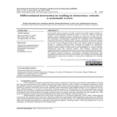 Differentiated instruction in reading in elementary schools: a systematic review