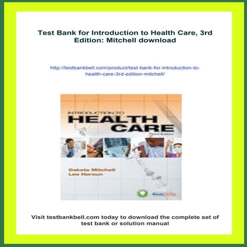 Test Bank for Introduction to Health Care, 3rd Edition: Mitchell | PDF