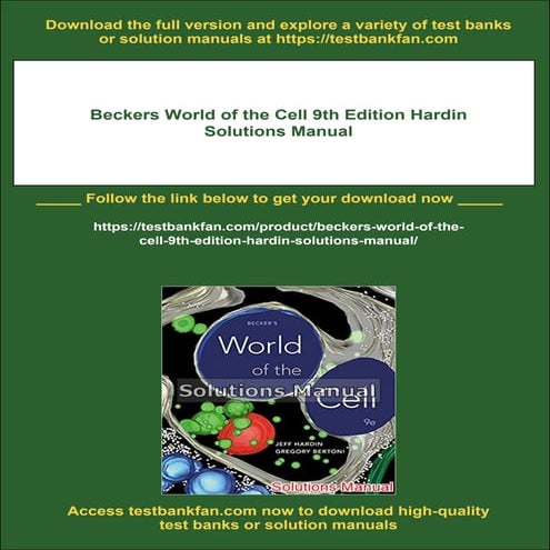 Beckers World of the Cell 9th Edition Hardin Solutions Manual | PDF