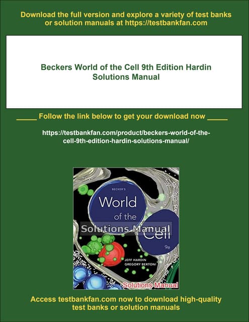 Beckers World of the Cell 9th Edition Hardin Solutions Manual | PDF
