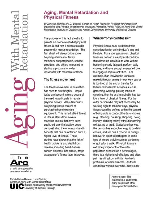 Aging, Mental Retardation and Physical Fitness