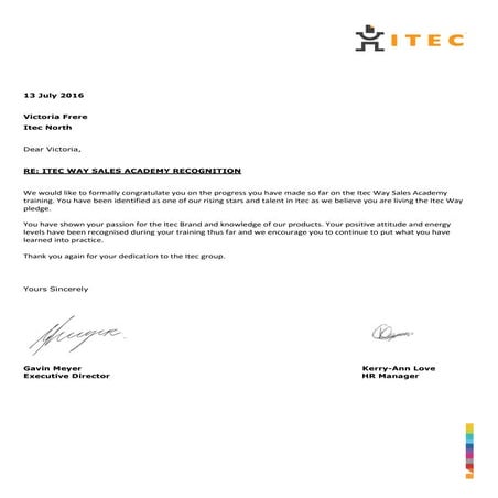 Itec North Performance Recognition