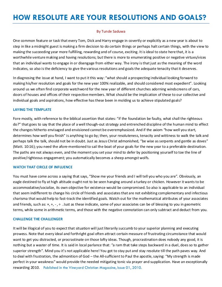 HOW RESOLUTE ARE YOUR RESOLUTIONS AND GOALS